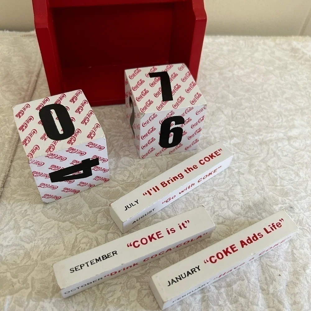 Vintage Coca-Cola Coke Perpetual Calendar Wooden block year round calendar
